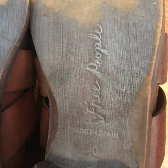 Free People Brown Leather Style Nine Ankle Boots Double Buckle Strappy Booties - Picture 13 of 13